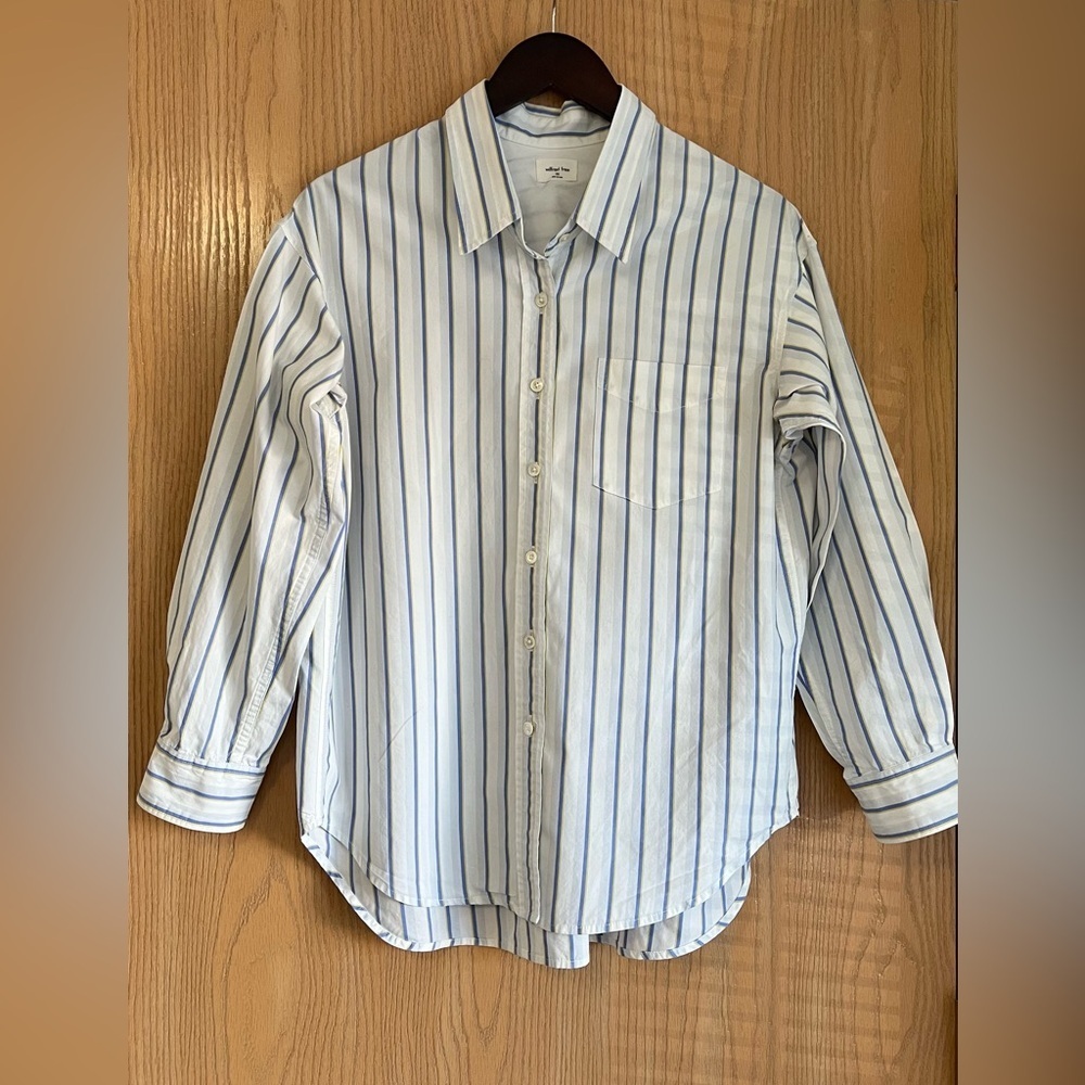 Aritzia Wilfred Free | Women’s SZ 2XS | Shirt Relaxed Button Blue White Striped